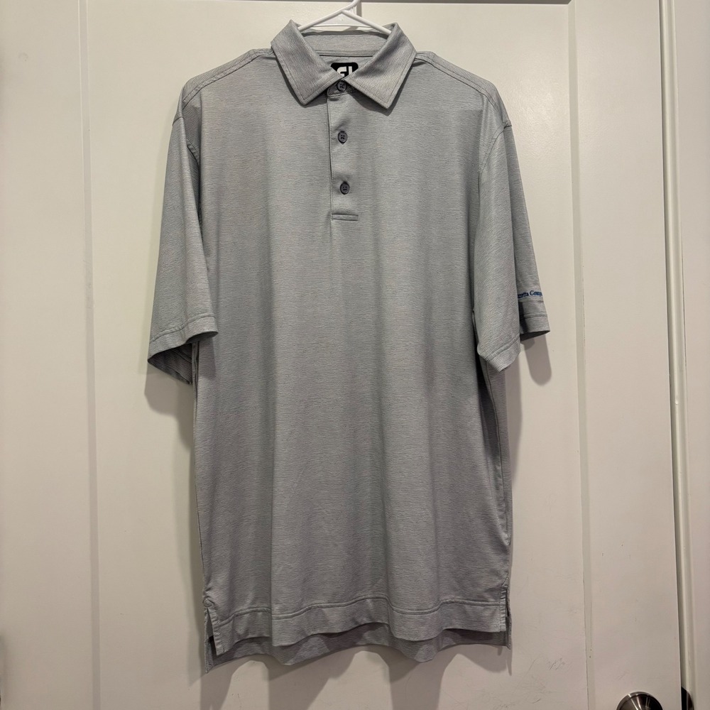 FootJoy Mens Grey White Striped ProDry Performance Golf Polo Shirt Size Medium